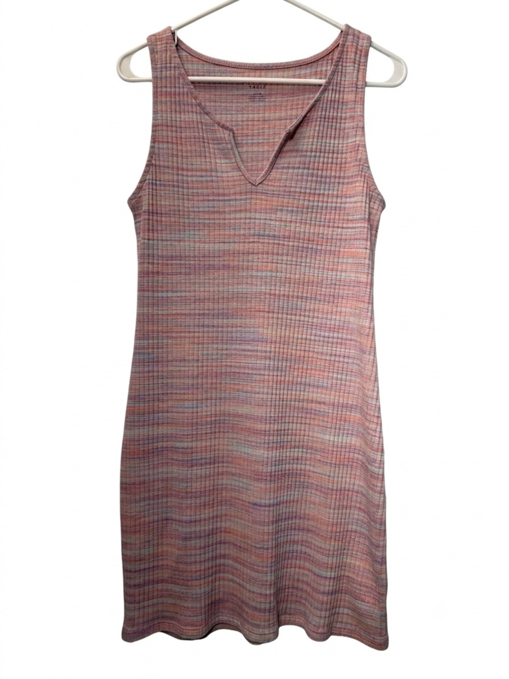 AE American Eagle Spacedye Rib Knit Sleeveless V-Notch Tank Dress Y2K